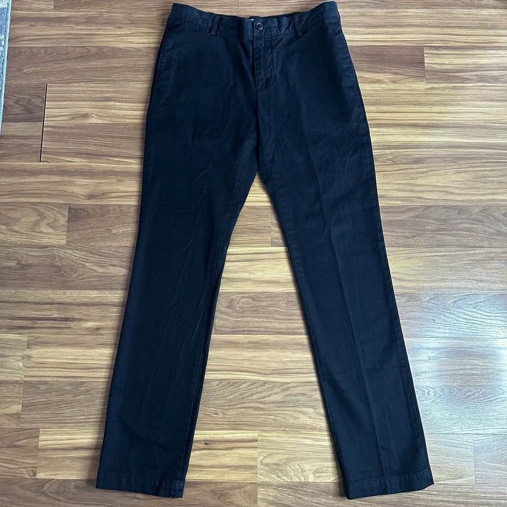 Lacoste Chino Pants Mens 32x34 Black Regular Fit Cotton Preppy Golf Work Casual